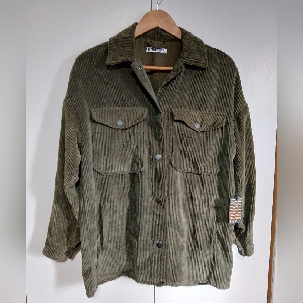 Devoted Olive Green Corduroy Shacket NWT Women’s Sm Oversized Button Up Jacket